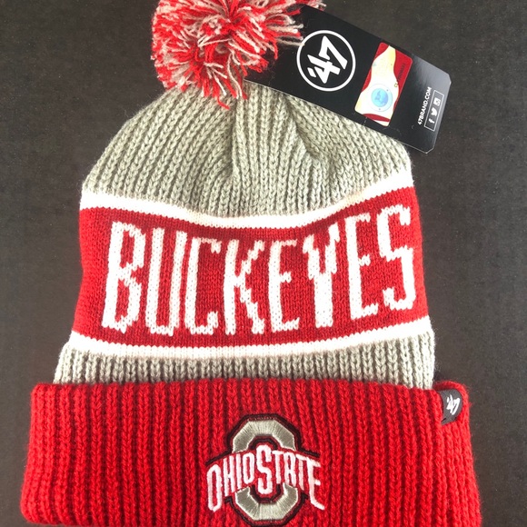 Ohio State Buckeyes Winter Knit Hat w/ Cuff NWT OSU Pom NEW FortySeven Brand '47 - Picture 5 of 14
